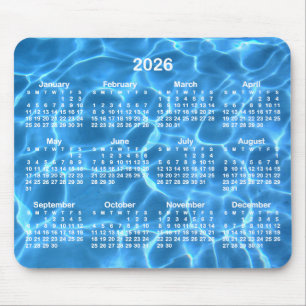 Aqua Blue Swimming Pool Photo 2026 Calendar Mouse Pad