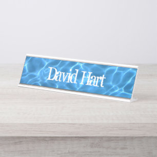 Aqua Blue Swimming Pool Photo Desk Name Plate