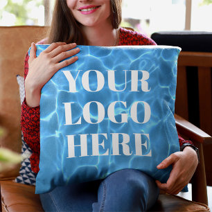 Aqua Blue Swimming Pool Photo for Your Logo Cushion