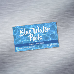Aqua Blue Swimming Pool Photo Magnetic Business Card