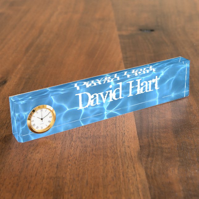 Aqua Blue Swimming Pool Photo Nameplate (Side)