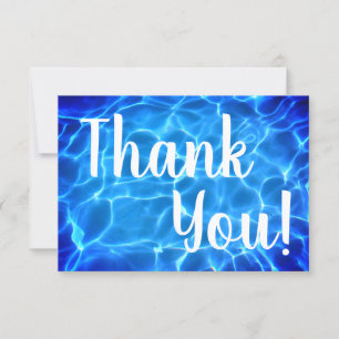Aqua Blue Swimming Pool Photo Thank You Card