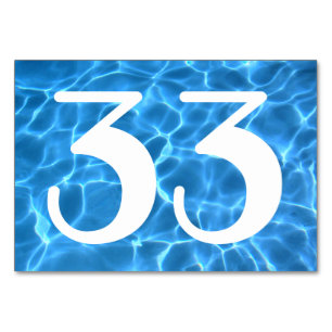Aqua Blue Swimming Pool Table Number