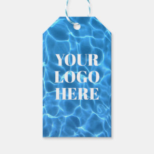 Aqua Blue Swimming Pool Vertical Photo Logo Gift Tags