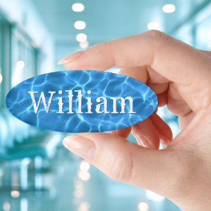 Aqua Blue Swimming Pool Water Photo Name Tag