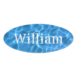 Aqua Blue Swimming Pool Water Photo Name Tag