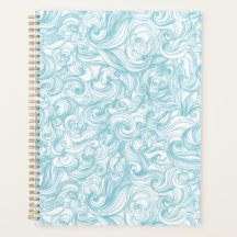 Aqua Blue Swirl Pattern Planner