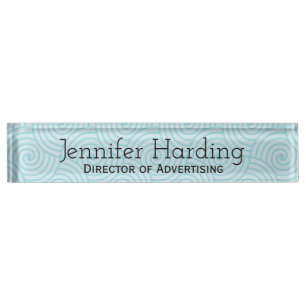 Aqua Blue Swirls Desk Nameplate