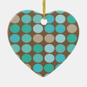 Aqua Blue Teal & Brown Dots Modern Ornament