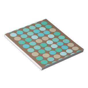 Aqua Blue Teal & Brown Dots Modern Pattern Notepad