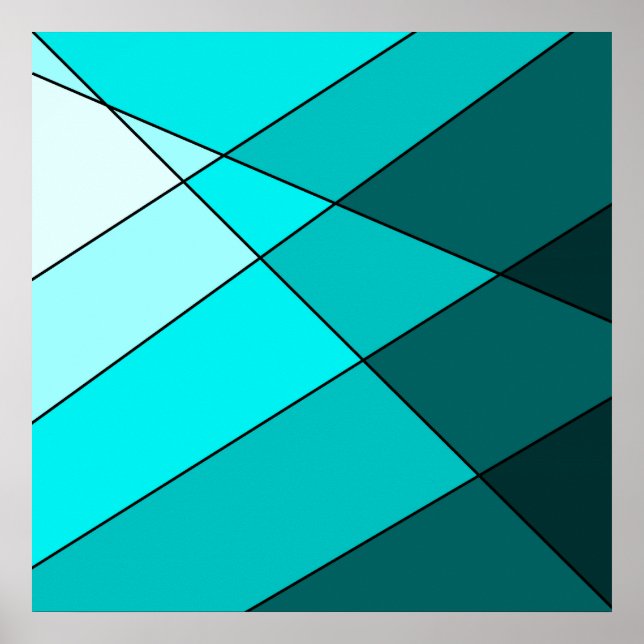 Aqua blue teal decorative poster (Front)
