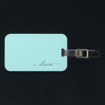 Aqua Blue Teal Girly Script Monogram Name Modern Luggage Tag<br><div class="desc">Aqua Blue Teal Monogram Add your own Name Script Luggage Bag Tag The bag tag makes the perfect sweet 16 birthday,  wedding,  bridal shower,  baby shower or bachelorette party gift for someone decorating her room in style.</div>