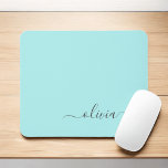 Aqua Blue Teal Girly Script Monogram Name Modern Mouse Pad<br><div class="desc">Aqua Blue Teal Monogram Add Your Own Name Mousepad (Mouse Pad). This makes the perfect sweet 16 birthday,  wedding,  bridal shower,  anniversary,  baby shower or bachelorette party gift for someone that loves glam luxury and chic styles.</div>