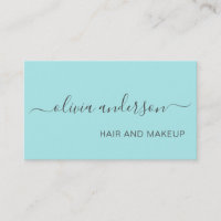 Aqua Blue Teal Girly Simple Hair Makeup Salon