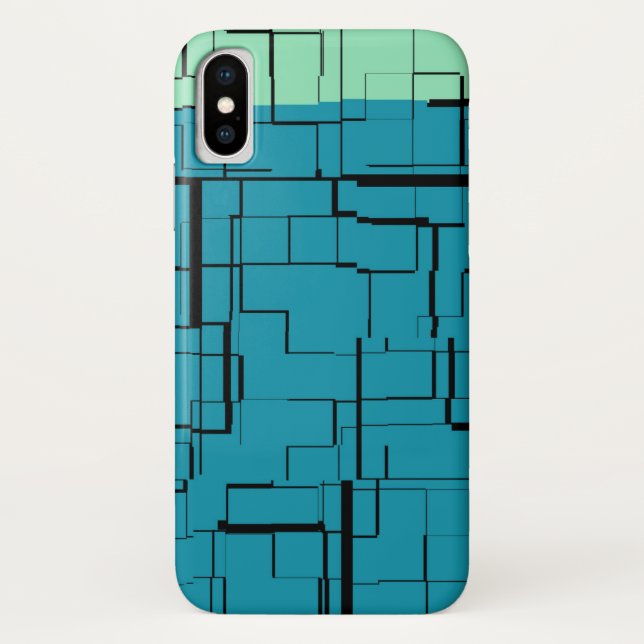 Aqua Blue Teal Green Modern Pattern Case-Mate iPhone Case (Back)