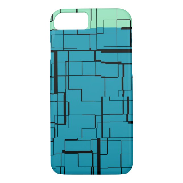 Aqua Blue Teal Green Modern Pattern Case-Mate iPhone Case (Back)