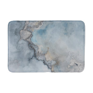 Aqua Blue Teal Grey Beige Abstract Home Decor Bath Mat