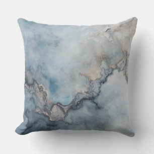 Aqua Blue Teal Grey Beige Abstract Home Decor Cushion