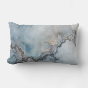 Aqua Blue Teal Grey Beige Abstract Home Decor Lumbar Cushion