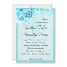 Aqua Blue Teal Hibiscus Floral Wedding
