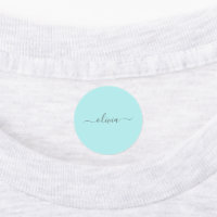 Aqua Blue Teal Modern Script Girly Monogram Name