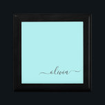 Aqua Blue Teal Modern Script Girly Monogram Name Gift Box<br><div class="desc">Aqua Blue Teal Simple script Monogram Name Jewellery Keepsake Box. This makes the perfect graduation,  birthday,  wedding,  bridal shower,  anniversary,  baby shower or bachelorette party gift for someone that loves glam luxury and chic styles.</div>