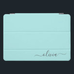 Aqua Blue Teal Modern Script Girly Monogram Name iPad Pro Cover<br><div class="desc">Aqua Blue Teal Simple Script Monogram Name Laptop Case. This makes the perfect sweet 16 birthday,  wedding,  bridal shower,  anniversary,  baby shower or bachelorette party gift for someone that loves glam luxury and chic styles.</div>