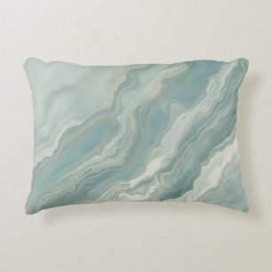 Aqua Blue Teal Sage Green Abstract Print Decorative Cushion