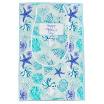 Aqua-blue-teal watercolor seashell-w/custom name