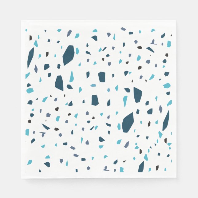 Aqua Blue Terrazzo Pieces Napkin (Front)