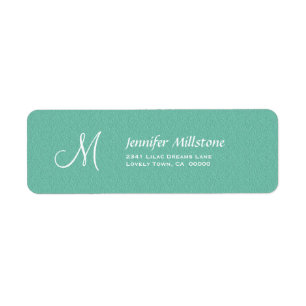 AQUA BLUE Textured Wedding Monogram Address Label Return Address Label
