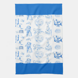 Aqua Blue Toile American MoJo Kitchen Towel