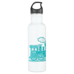 Aqua blue train kids full name drinks bottle