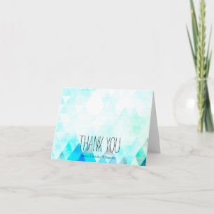 Aqua Blue Triangles Watercolor Thank you