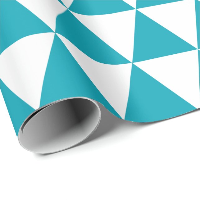 Aqua Blue Triangles Wrapping Paper (Roll Corner)