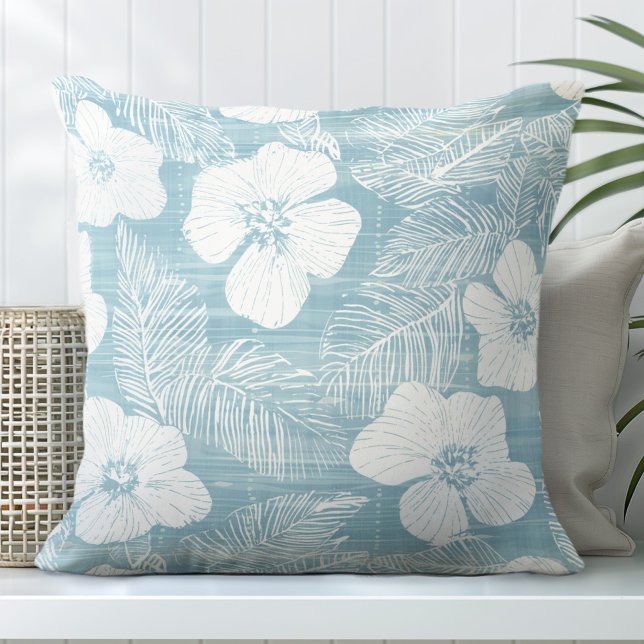 Aqua Blue Tropical Throw Pillow (Creator Uploaded)