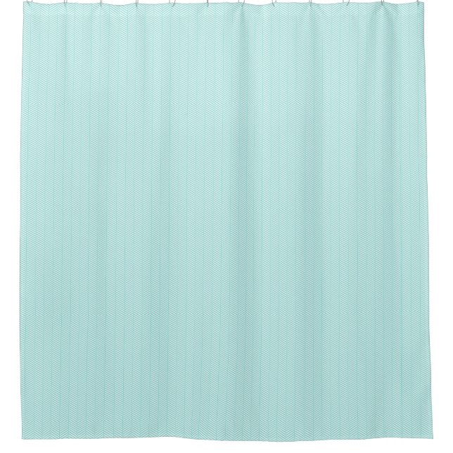 Aqua Blue Turquoise Teal White Chevron Shower Curtain (Front)