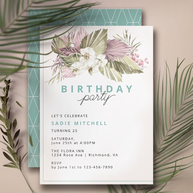 Aqua Blue Turquoise | Tropical Summer Birthday Invitation (Creator Uploaded)