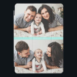 Aqua Blue Two Photo Collage Custom iPad Pro Cover<br><div class="desc">Customisable iPad Pro cover featuring two-photo collage with an aqua blue accent. This personalised photo iPhone Pro cover is a perfect way to showcase your family photos.</div>