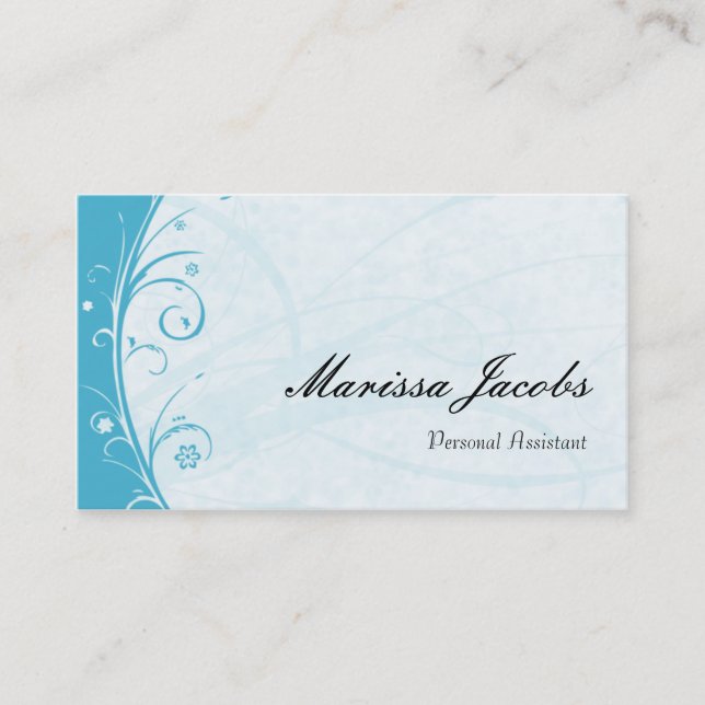 Aqua Blue Vibrant Personal Assistant Business Card (Front)