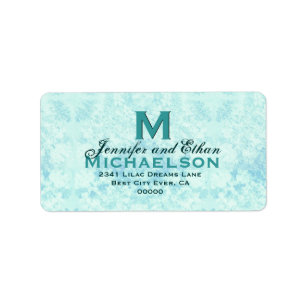 Aqua Blue Vintage Wedding Monogram Personalised Label
