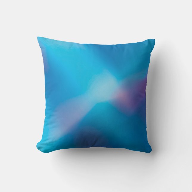 Aqua Blue Violet Glowing Light #1 Abstract Cushion (Front)