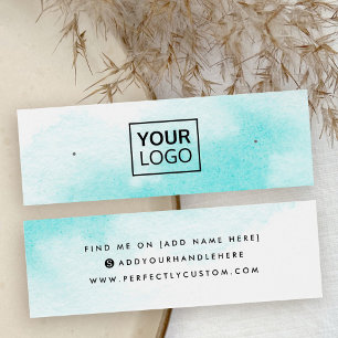 Aqua blue water colour stud earring display card