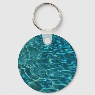 Aqua Blue Water Pattern Key Ring