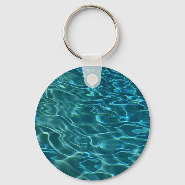 Aqua Blue Water Pattern Key Ring (Front)