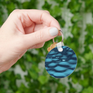 Aqua Blue Water Waves Key Ring