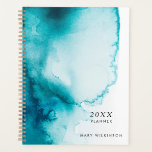 Aqua Blue Watercolor Background Planner