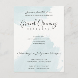 AQUA BLUE  WATERCOLOR BRUSHSTROKE OPENING CEREMONY POSTCARD