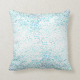 Aqua blue watercolor ombre dots pattern cushion