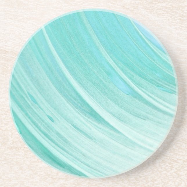 Aqua Blue Watercolor Pattern Coaster (Front)